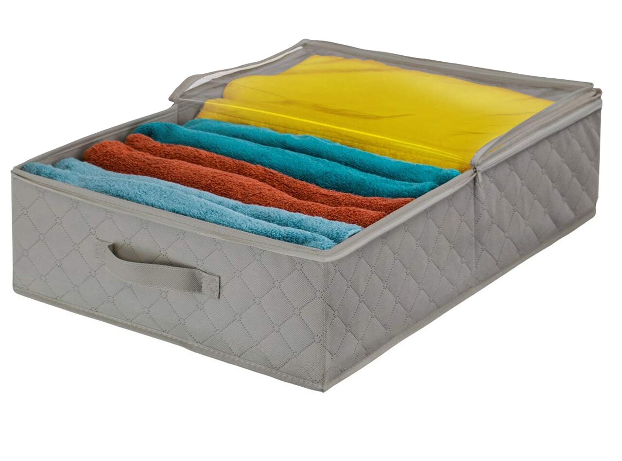 Sorbus Medium Clothes Storage Bag 1 Pack - Foldable Blanket Storage Bins for Organizing with Window, Lids, and Handles